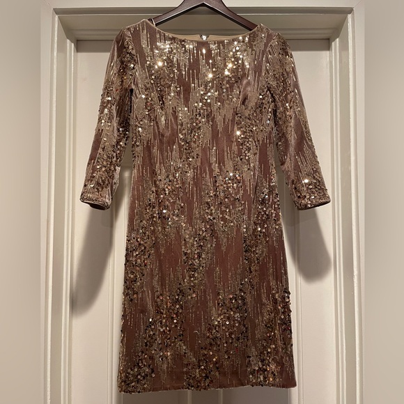Eliza J. | Brown & Gold Velvet Sequin Dress - Picture 6 of 7